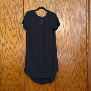 Splendid Black Silk Trim Shift Dress Hi Low Hem Minimalist Size M NWT